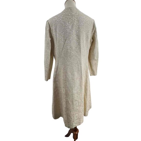 Vintage Cream Brocade Midi Evening Overcoat Womens Med / Large (estimated) - Picture 9 of 9